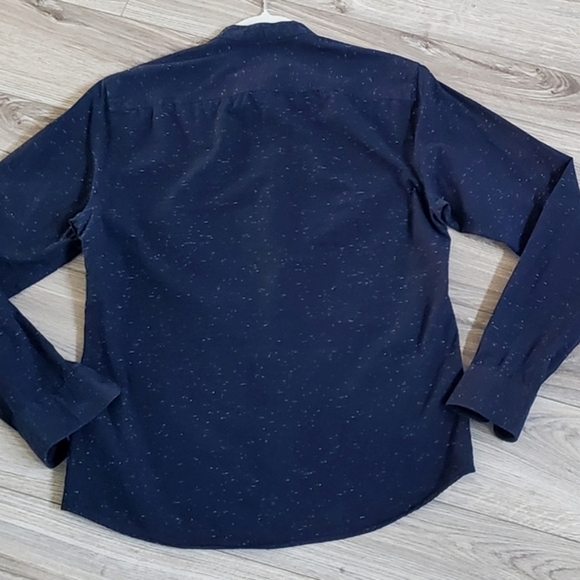 Scotch & Soda Essential Collarless Button Down Shirt, Navy/White Speck, Med, EUC - Picture 6 of 16